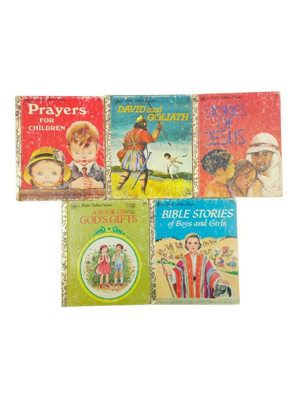 Vintage Little Golden Books Lot of 5 Christian Bible Stories Prayers Children